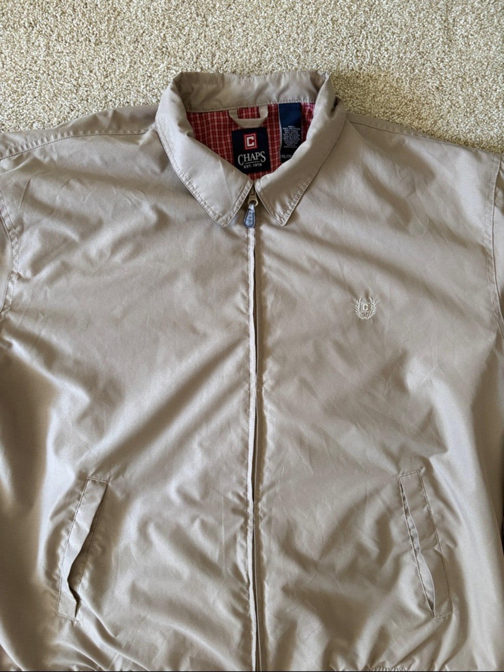 Chaps Men’s Beige Zip-Front Bomber Jacket